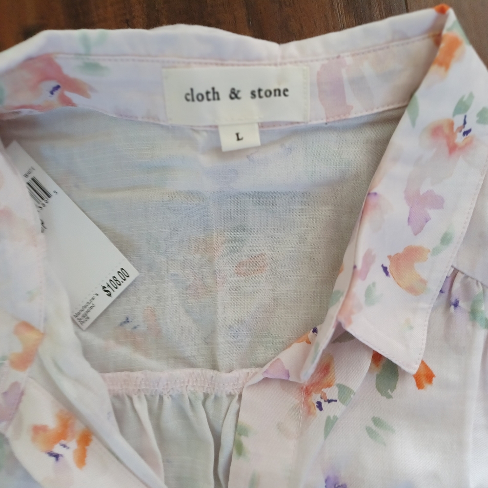 New ANTHROPOLOGIE Cloth & Stone Floral Button Shirt Dress Sleeveless - Picture 12 of 12